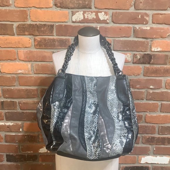 Carlos Santana Gray Vegan Leather Animal Print Shoulder Bag - Picture 4 of 10